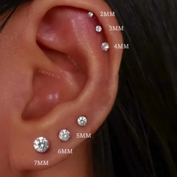 Aquamarine CZ 18k white gold plated stud earrings. New. - Picture 8 of 15